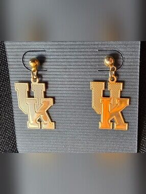 University of Kentucky UK Logo Dangle Earrings – Gold Tone Wildcats Fan Jewelry
